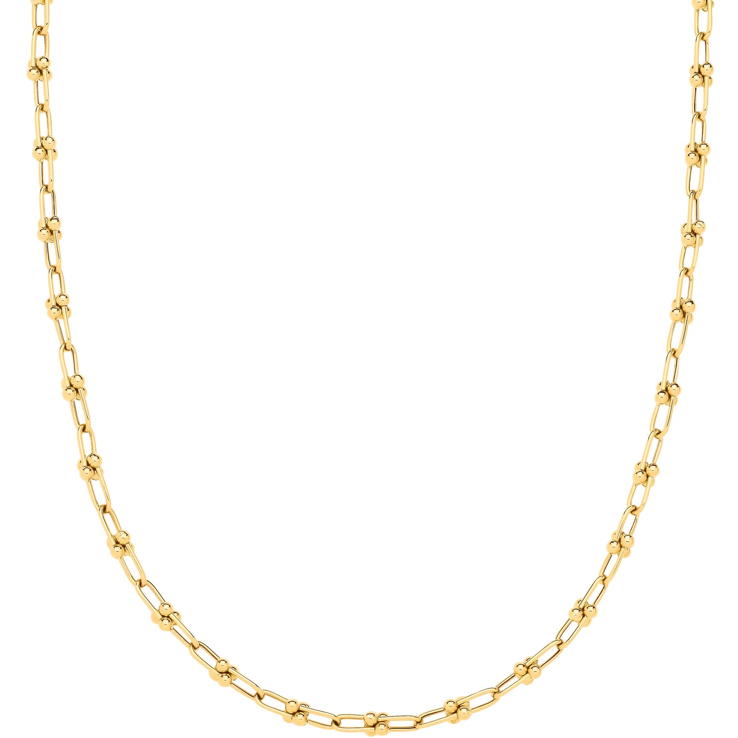 9ct Yellow Gold Solid Fancy Paperclip/Industrial Link Necklace (0658)