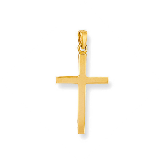9ct Yellow Gold 31x13mm Plain Polished Cross Pendant (0004)