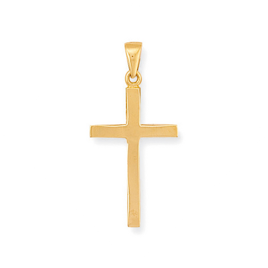 9ct Yellow Gold 39x19mm Plain Polished Cross Pendant (0005)