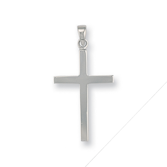 9ct White Gold 39x19mm Polished Cross Pendant (0170)