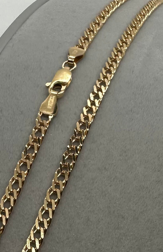 9ct Yellow Gold 3.4mm Solid Double Link Curb Chain Various Lengths (0050)