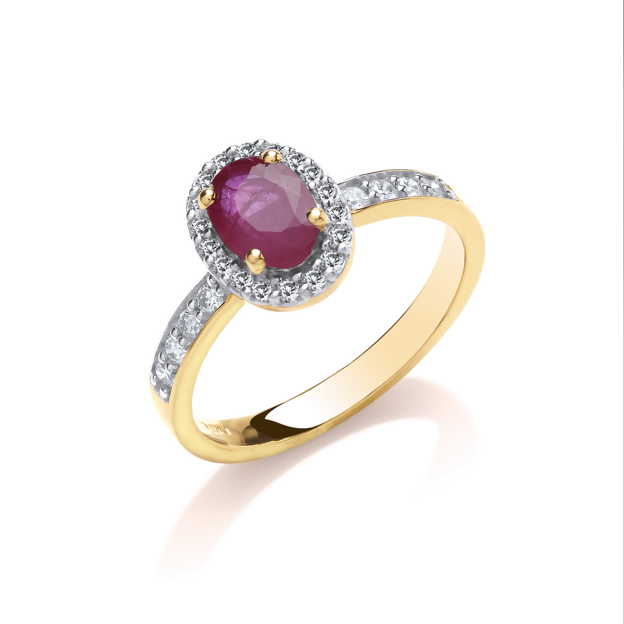 9ct Yellow Gold Cluster Ruby and Diamond Ring, Sizes J to Q (0938)