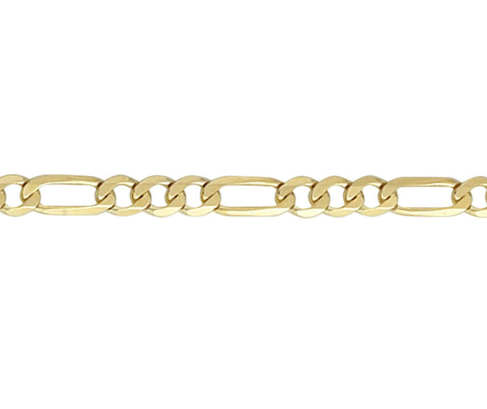 9ct Yellow Gold 4.8mm Figaro 3+1 Fancy 7.5" / 19cm Bracelet (G120FG)