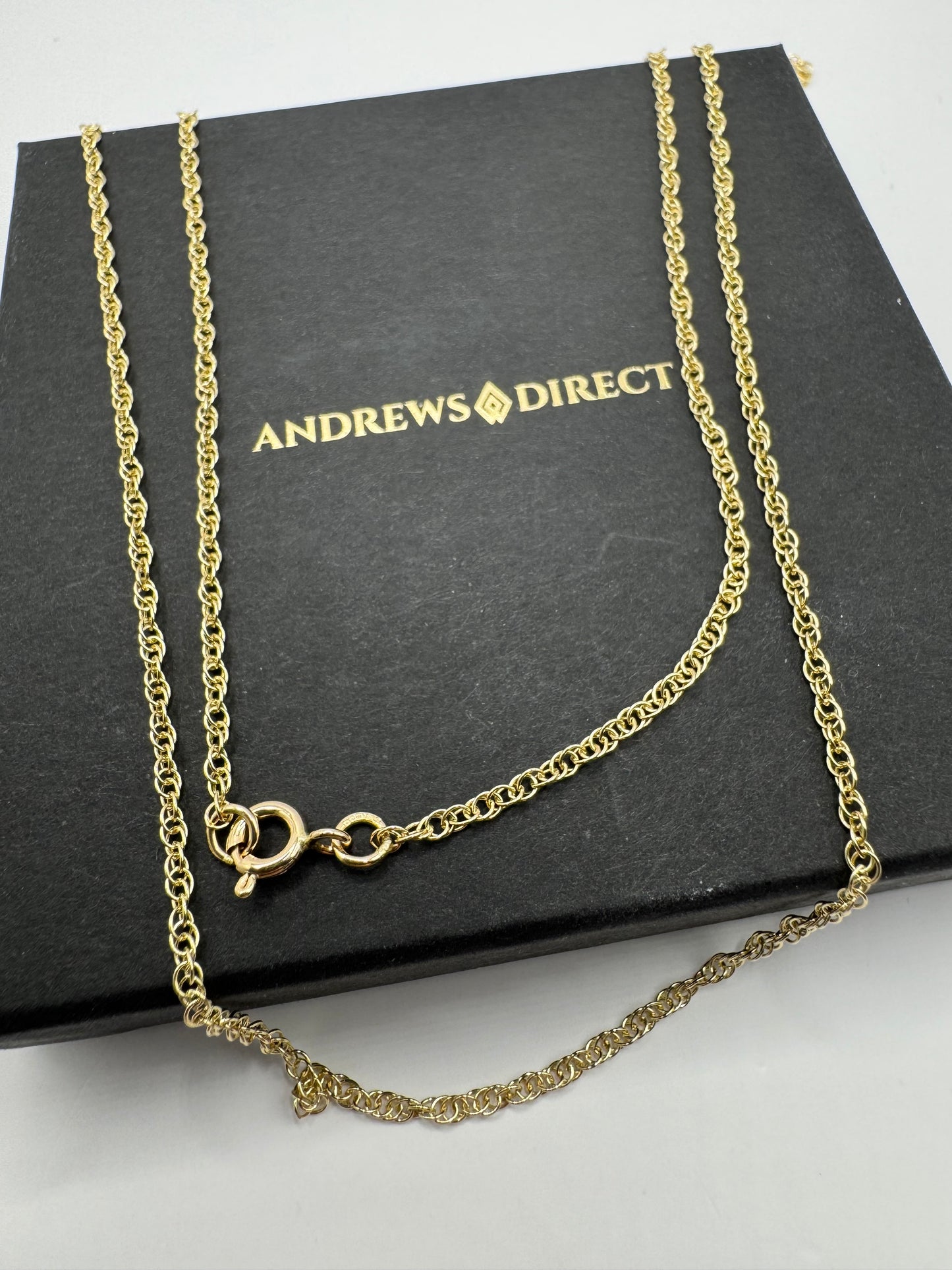 9ct Yellow Gold 1.9mm Prince of Wales Solid Rope Chain Various Lengths (G12R)