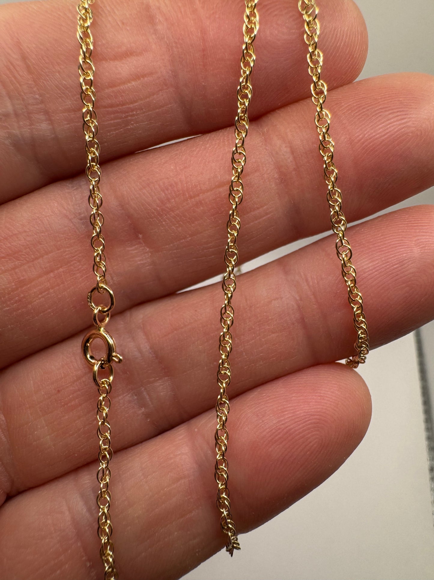 9ct Yellow Gold 1.9mm Prince of Wales Solid Rope Chain Various Lengths (G12R)