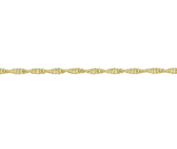 9ct Yellow Gold 2mm Prince of Wales Solid Rope Chain Various Lengths (G14R)