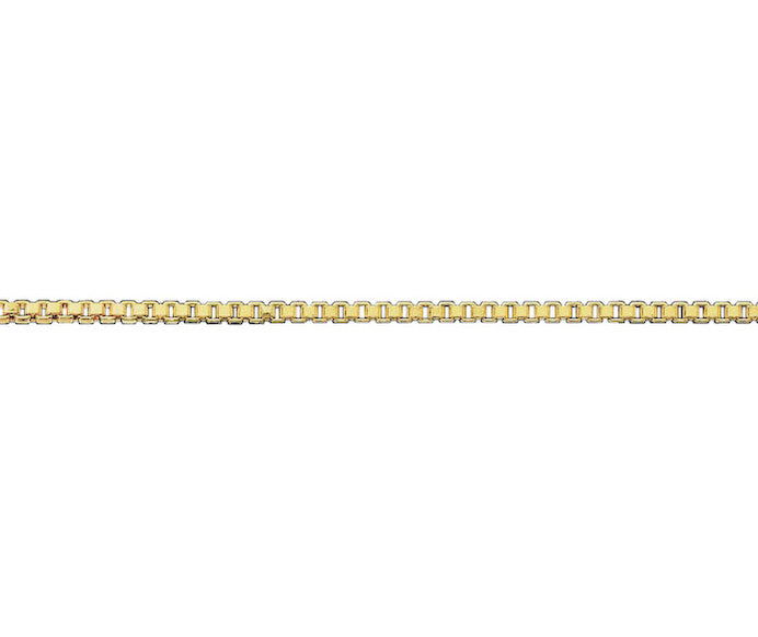 9ct Yellow Gold 1.5mm Solid Box Venetian Link Chain  (G15V)
