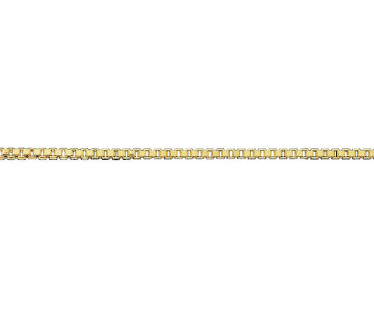 9ct Yellow Gold 1.5mm Solid Box Venetian Link Chain  (G15V)