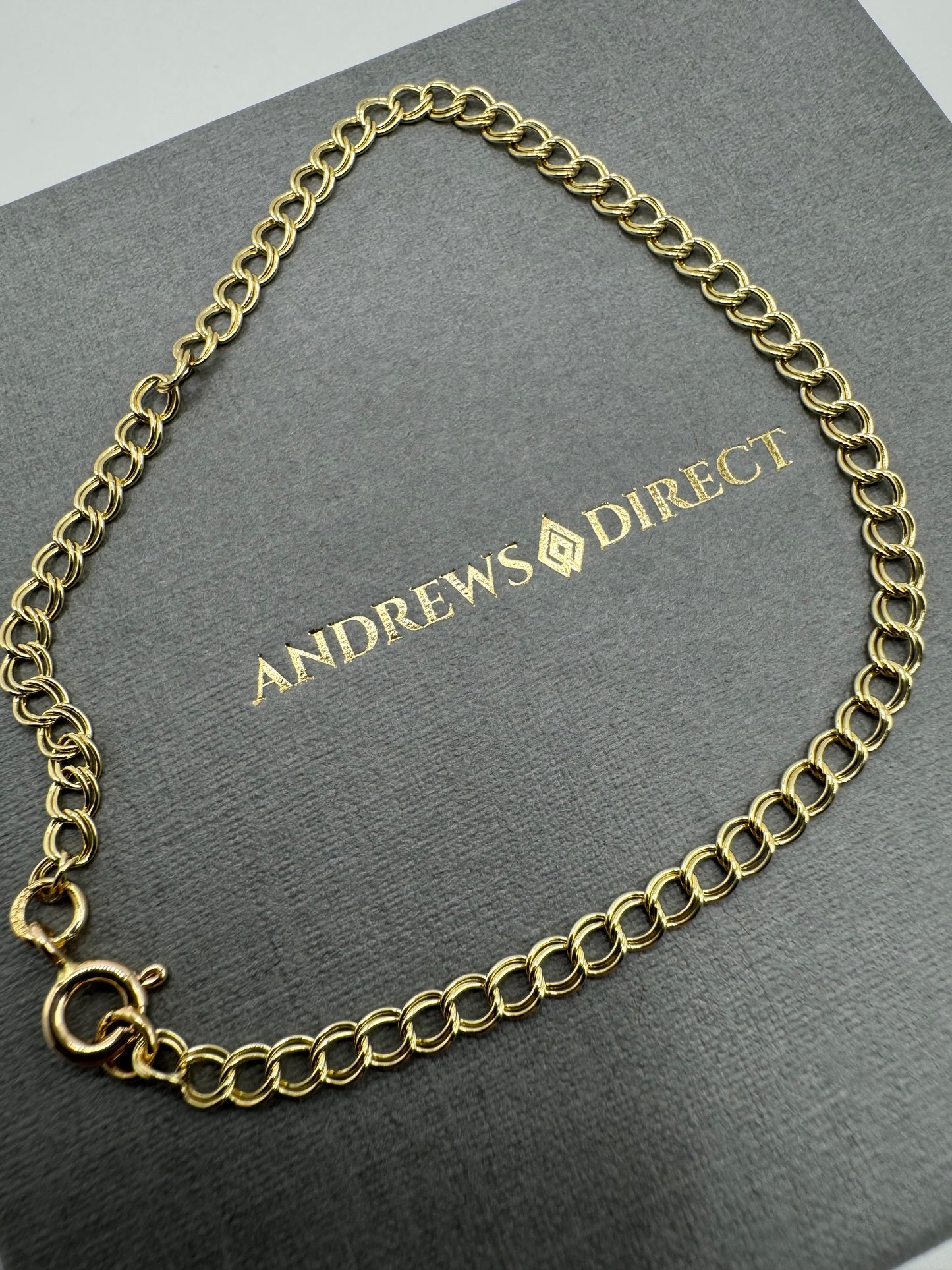9ct Yellow Solid Gold 3.2mm Double Curb Link Bracelet (G16Z)