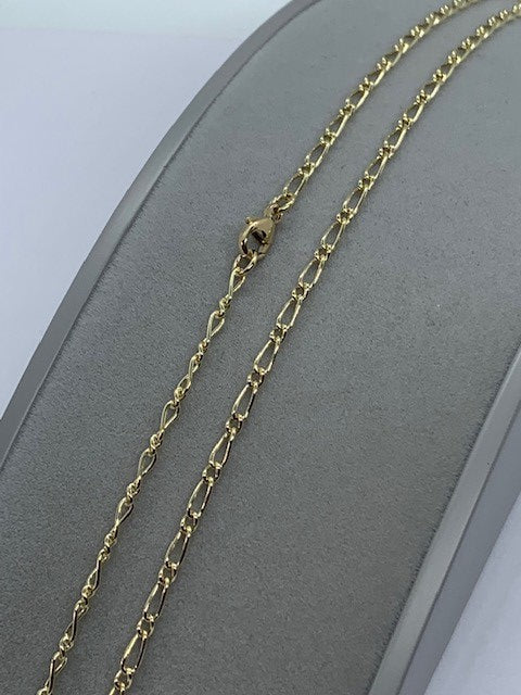 9ct Solid Yellow Gold 2.44mm Figaro Chain Various Lengths (G24FG1)