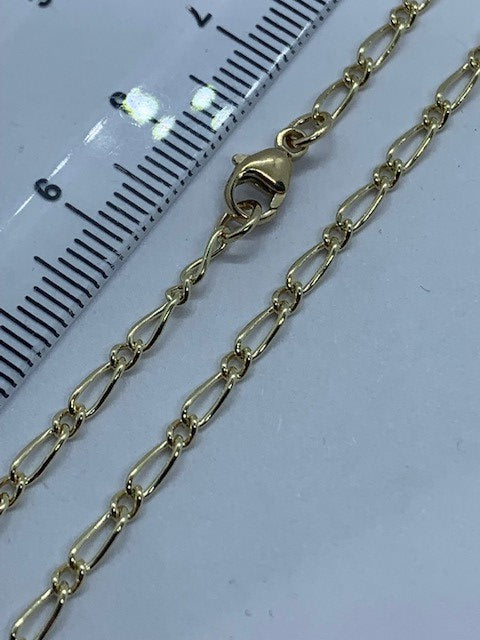 9ct Solid Yellow Gold 2.44mm Figaro Chain Various Lengths (G24FG1)