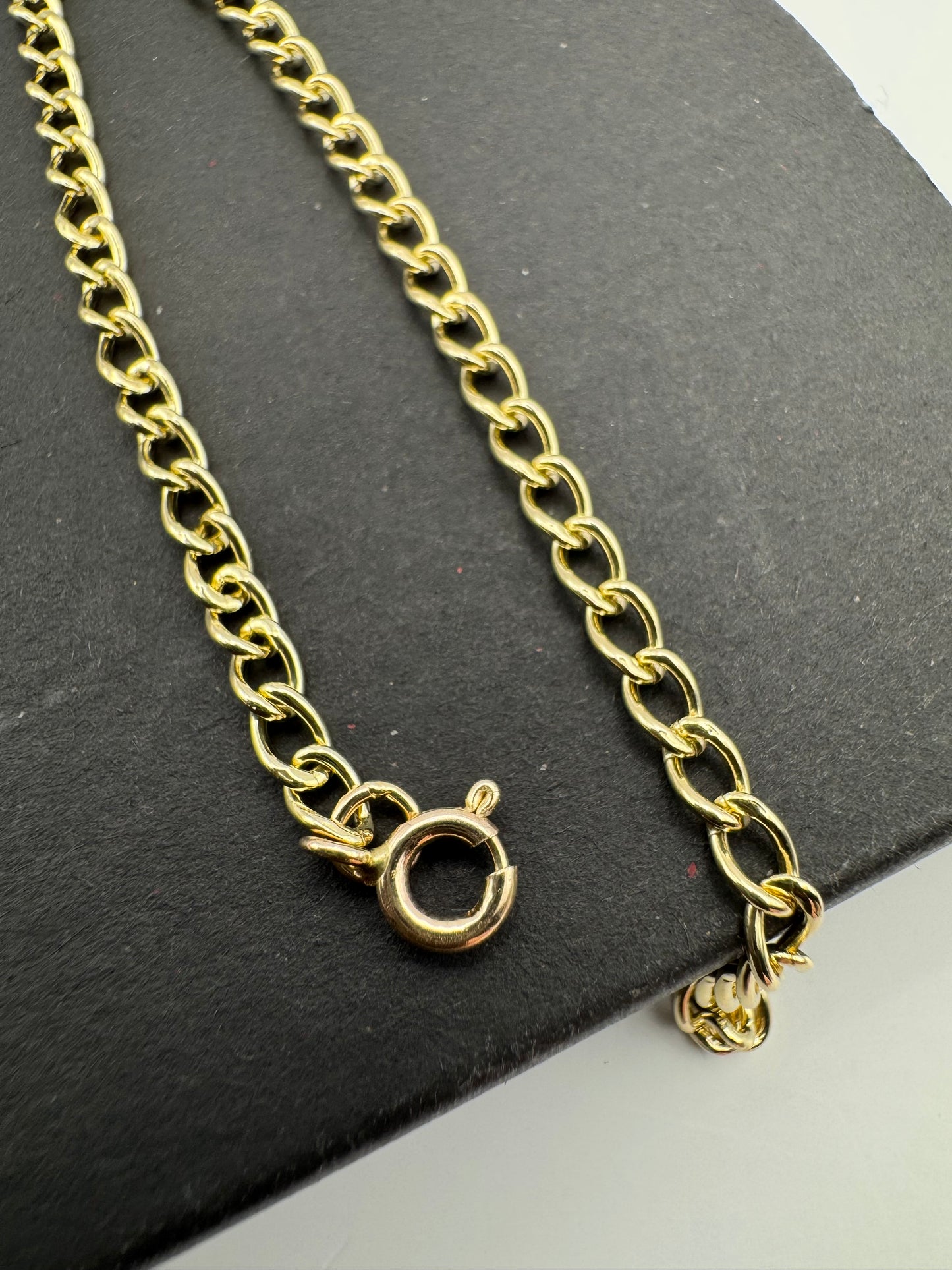 9ct Yellow Solid Gold 3mm Curb Link Chain Bracelet (G33/7C)