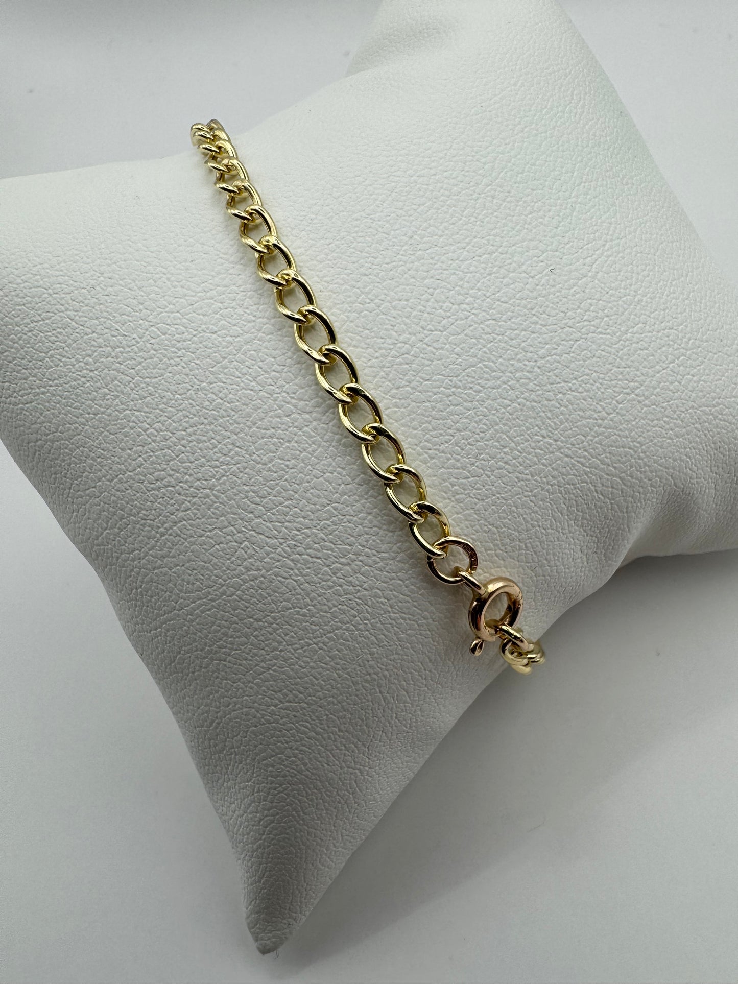 9ct Yellow Solid Gold 3mm Curb Link Chain Bracelet (G33/7C)