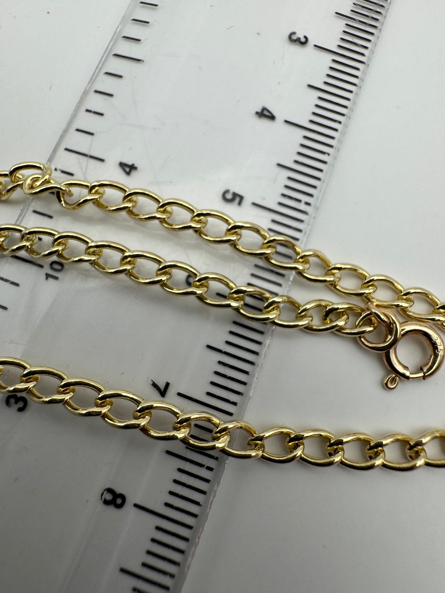 9ct Yellow Solid Gold 3mm Curb Link Chain Bracelet (G33/7C)