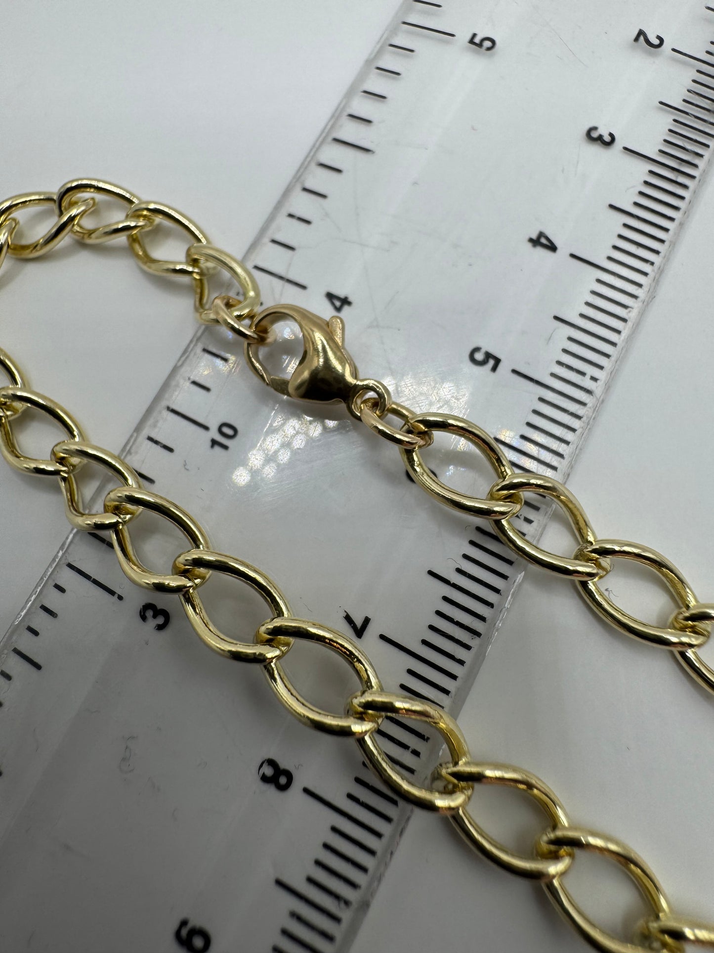 9ct Solid Yellow Gold Open Curb Rounded Link Bracelet 7.5" / 19cm (48/4C)