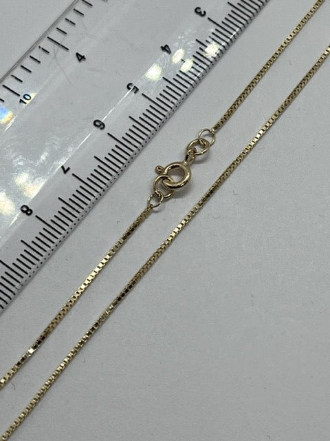 9ct Yellow Gold 1mm Box Venetian Chain Various Chain Lengths (G53V)