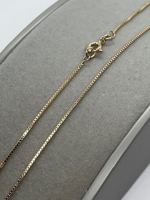 9ct Yellow Gold 1mm Box Venetian Chain Various Chain Lengths (G53V)