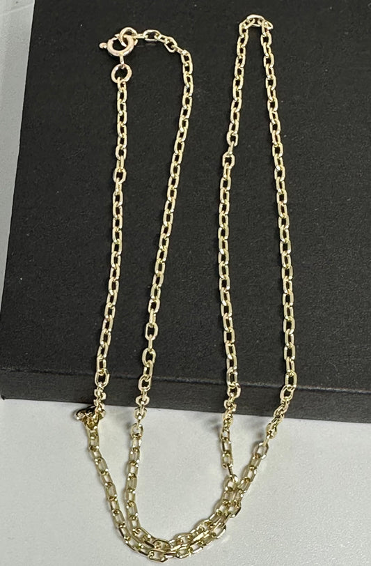 9ct Yellow Gold 2.2mm Trace Filed Oval Link Chain Various Lengths (G60AFT)