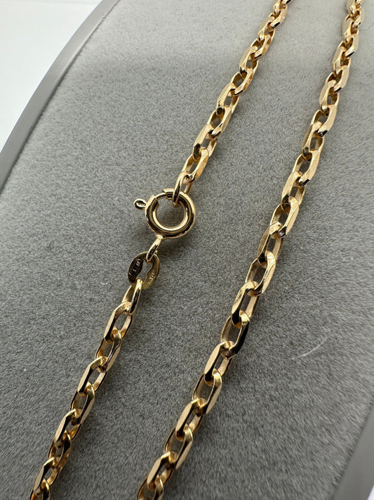 9ct Solid Yellow Gold 3mm Diamond Cut Oval Belcher Chain Various Lengths (G80AFT)