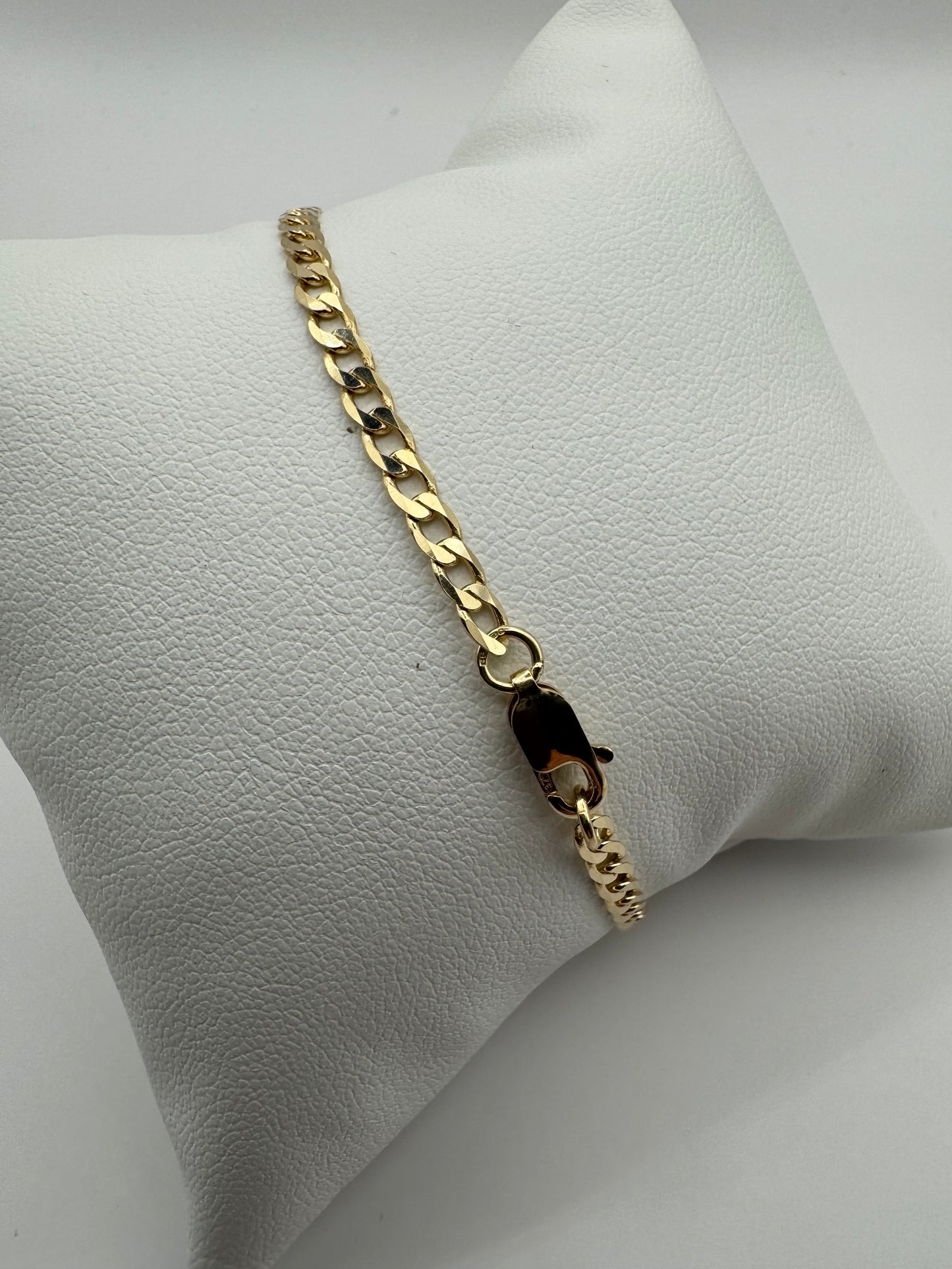 9ct Yellow Solid Gold 3.1mm Curb Link Chain Bracelet (G80MC)