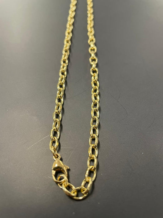 9ct Yellow Gold Solid Heavy Oval Link Belcher Chain Various Lengths (GB2OHF)