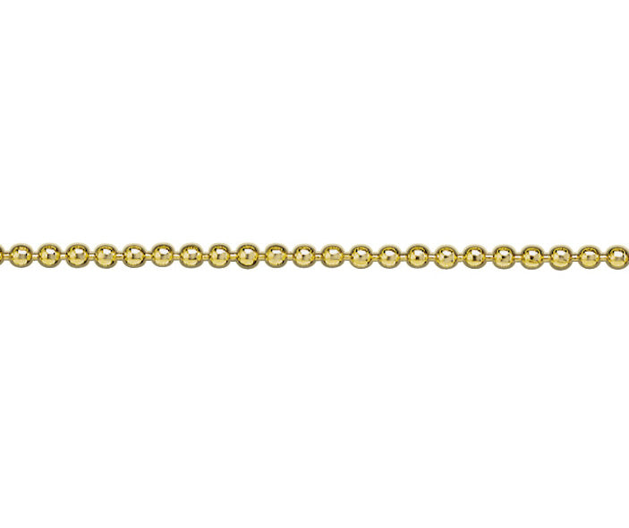 9ct Yellow Gold Solid 2.25mm Beaded Chain Various Lengths Available (GBEAD1)
