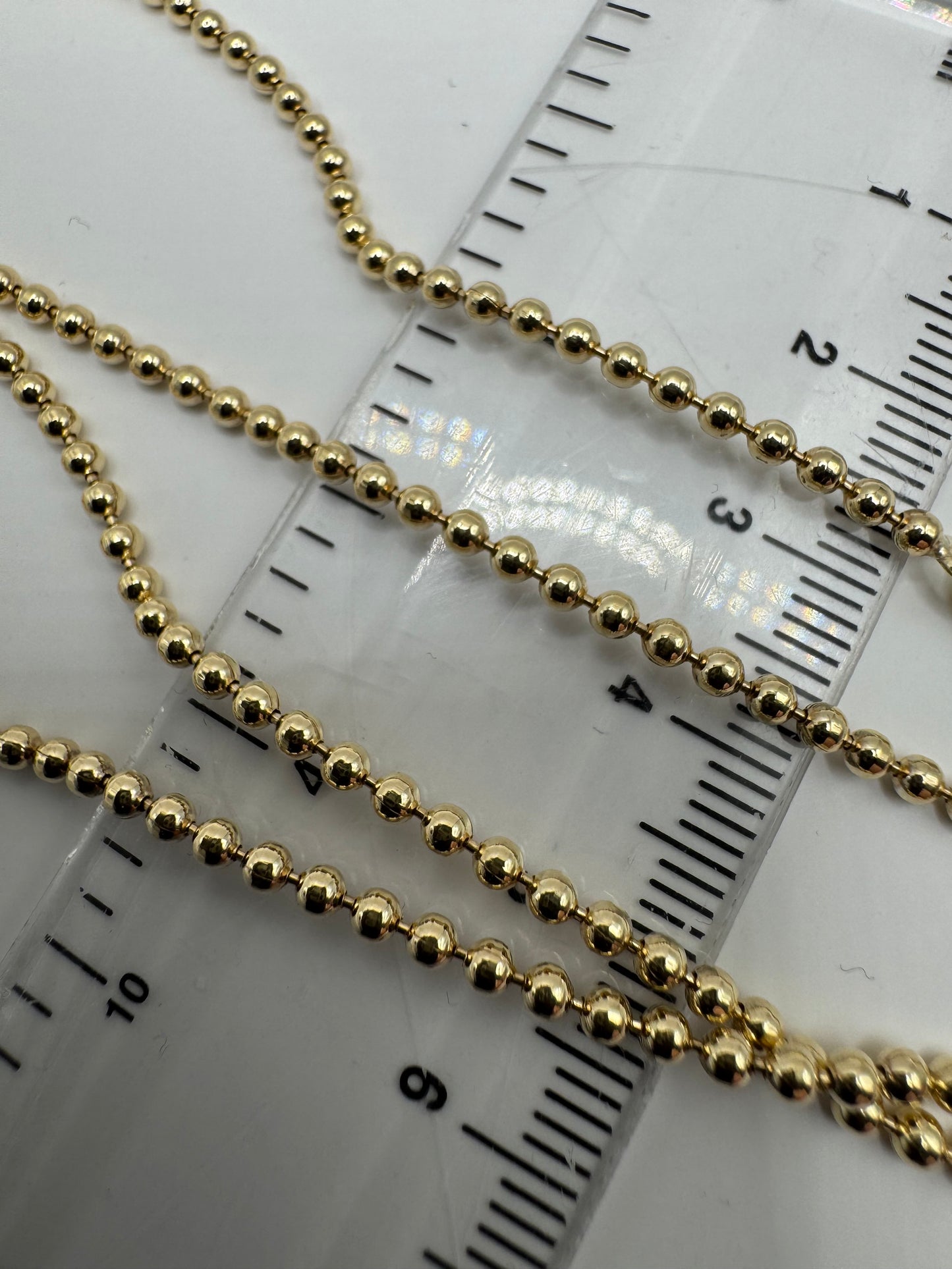 9ct Yellow Gold Solid 2.25mm Beaded Chain Various Lengths Available (GBEAD1)
