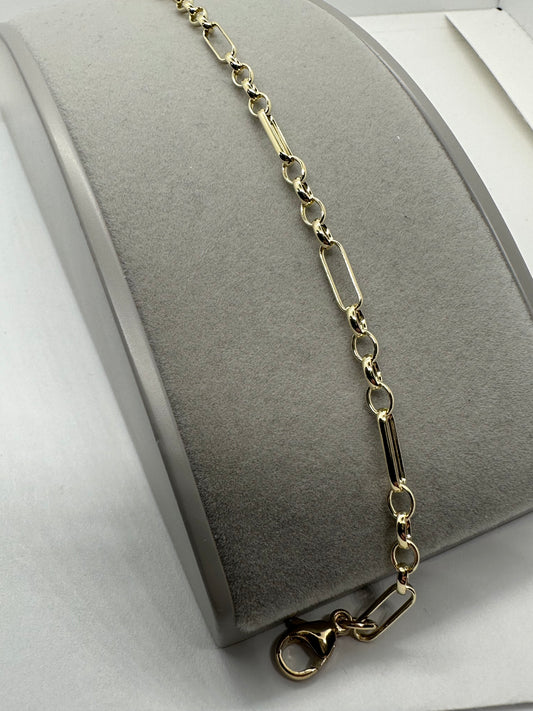 9ct Solid Yellow Gold 4mm Figaro Belcher Style 18 Inch Chain (GFIGB)