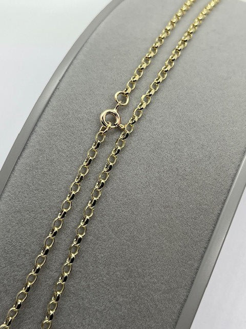 9ct Solid Yellow Gold 2.4mm Filed Edge Belcher Link Chain Various Lengths (GMAXF)
