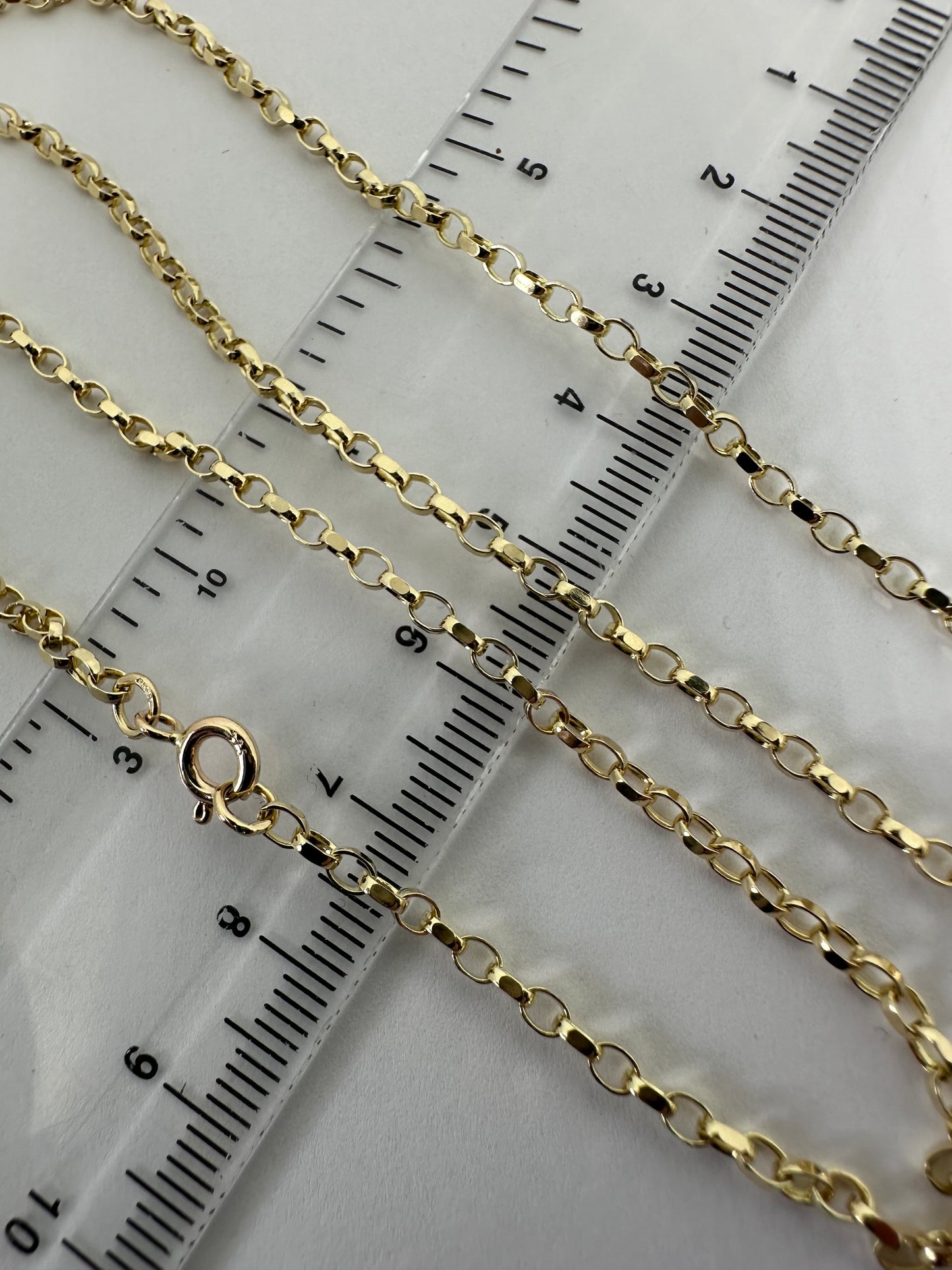 9ct Solid Yellow Gold 2.4mm Filed Edge Belcher Link Chain Various Lengths (GMAXF)