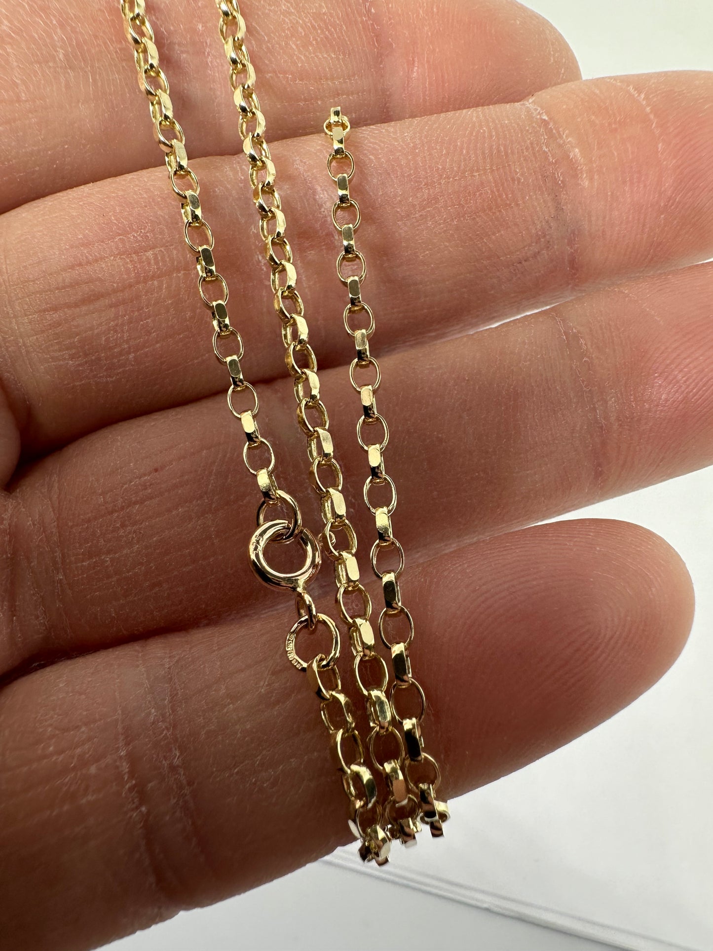 9ct Solid Yellow Gold 2.4mm Filed Edge Belcher Link Chain Various Lengths (GMAXF)
