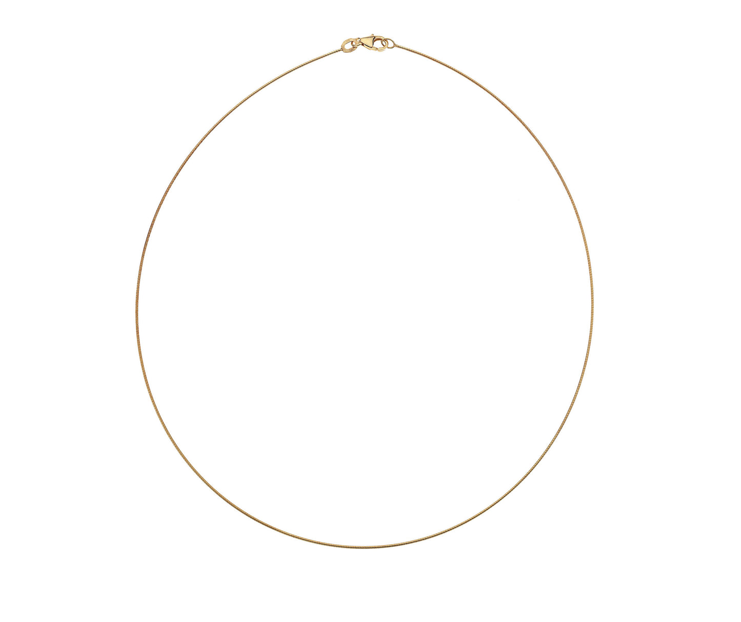 9ct Yellow Solid Gold 0.8mm Omega Necklace Various Lengths (GOM08)