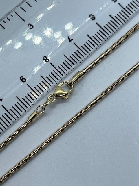9ct Yellow Solid Gold 1.4mm Snake Chain Neck Chain Various Lengths (GSNH)