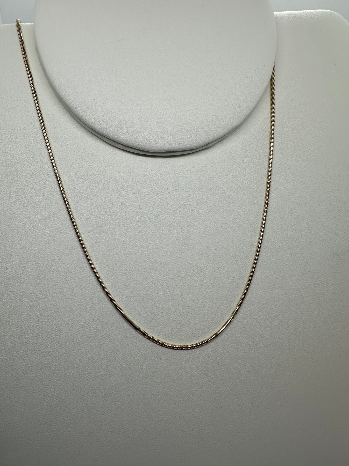 9ct Yellow Solid Gold 1.4mm Snake Chain Necklace (GSNH)