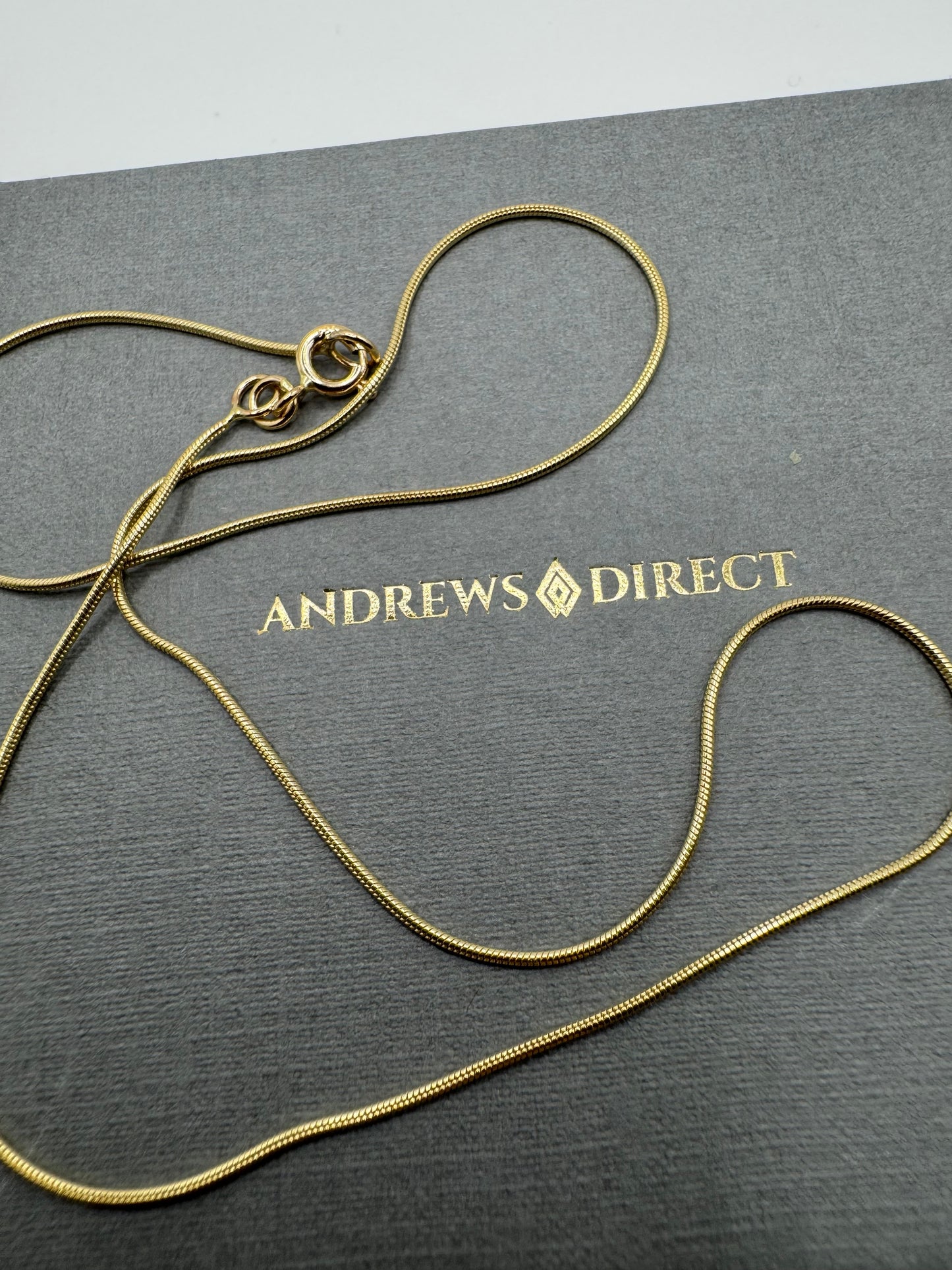 9ct Yellow Solid Gold 1mm Snake Neck Chain Various Lengths (GSNM)
