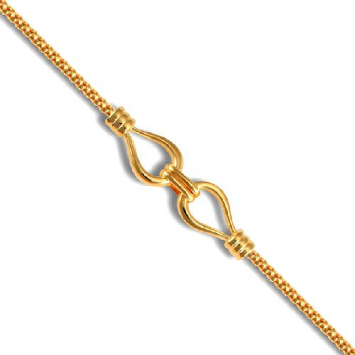 9ct Yellow Gold Double Loop Popcorn Style Chain Bracelet 7.5 Inches (0604)
