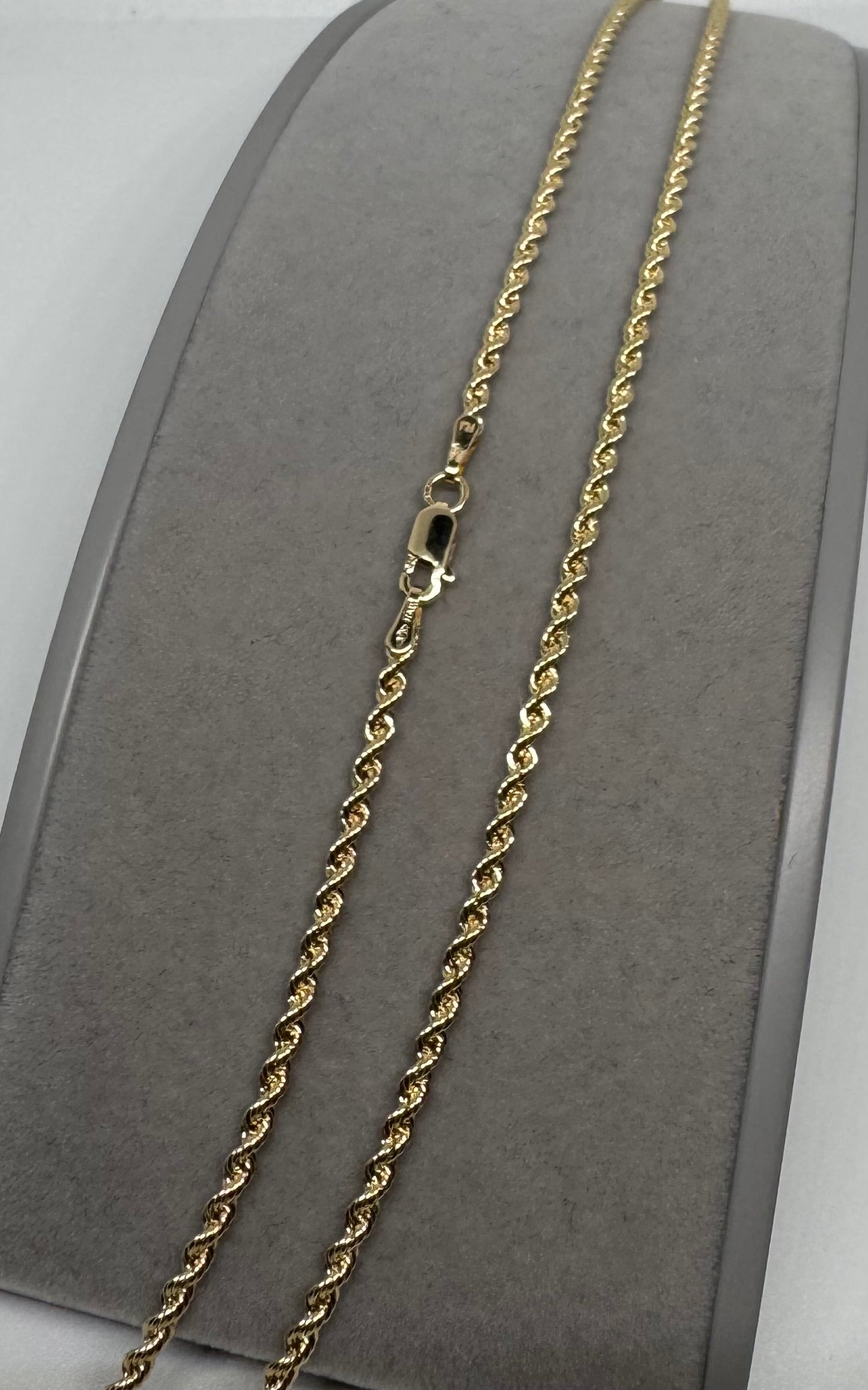 9ct Yellow Gold 2mm Width Hollow Diamond Cut Rope Chain (325B)