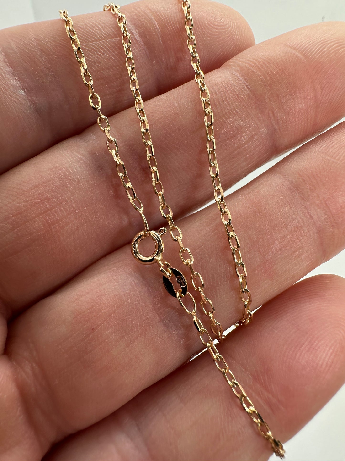 9ct Yellow Gold 1.7mm Diamond Cut Solid Belcher Chain Various Lengths (003A)