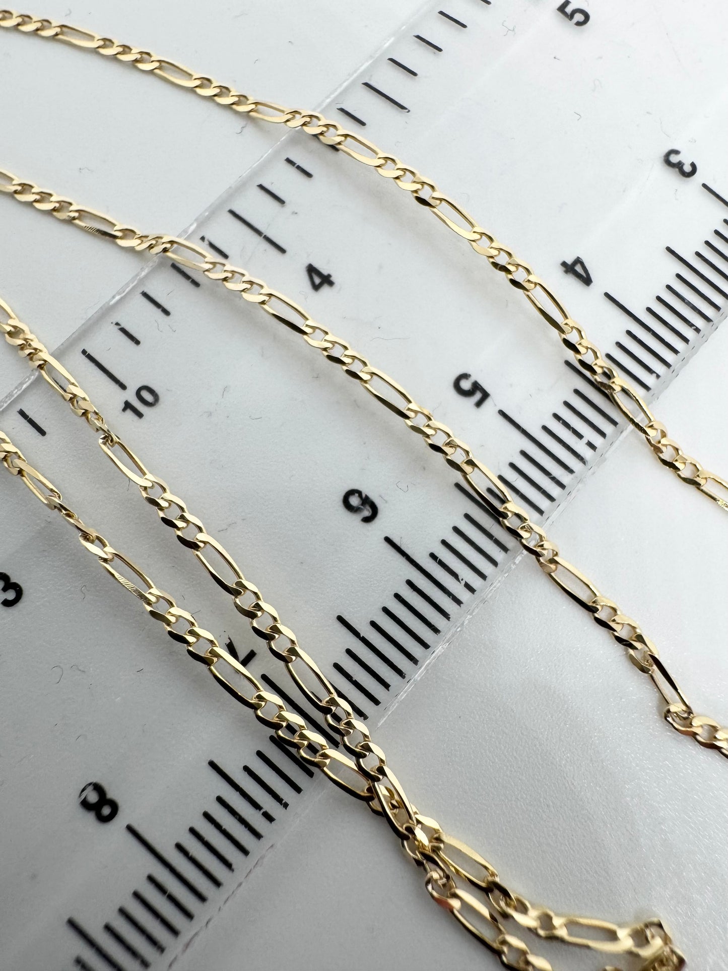 9ct Yellow Gold 1.5mm Solid Figaro Link Neck Chain Various Lengths (004A)