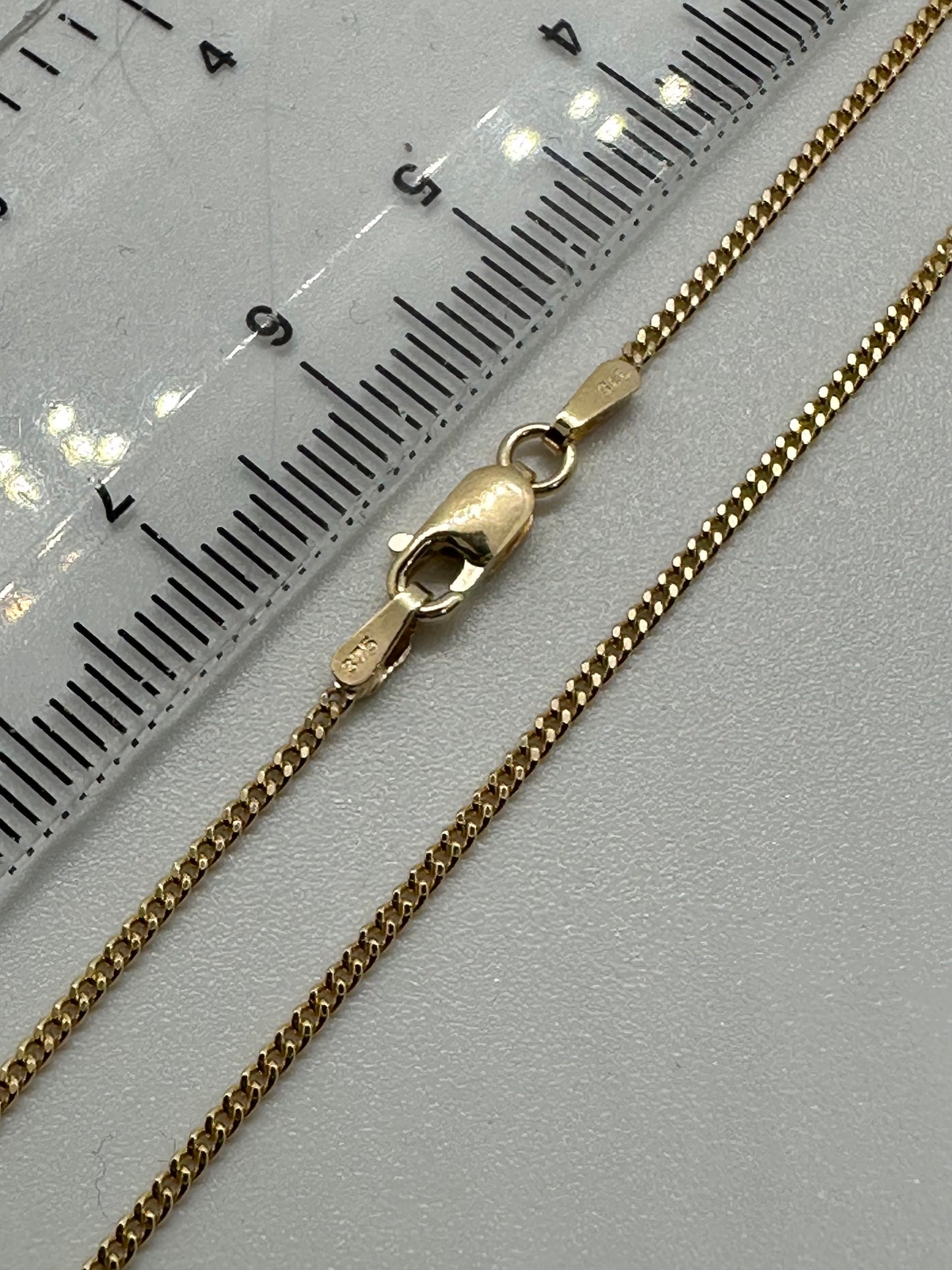 9ct Yellow Gold Solid Gold 1.3mm Curb Chain Various Lengths (006B)