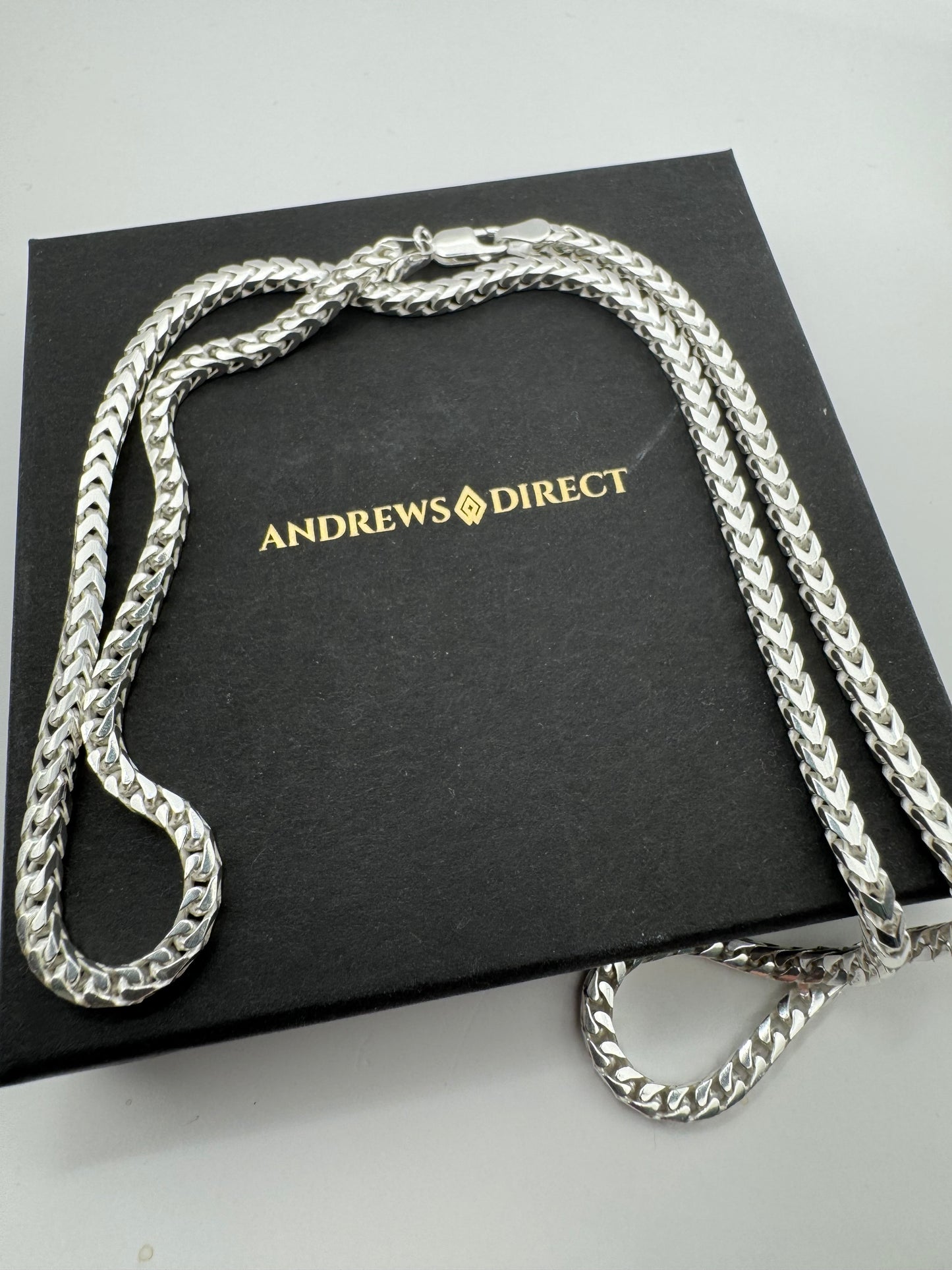 Sterling Silver 3mm Solid Square Cut Franco Chain Various Lengths (022B)