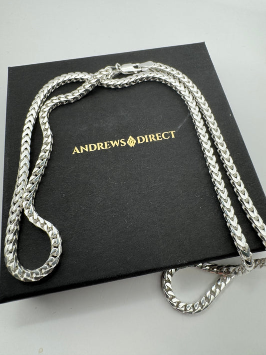 Sterling Silver 3mm Solid Square Cut Franco Chain Various Lengths (022B)