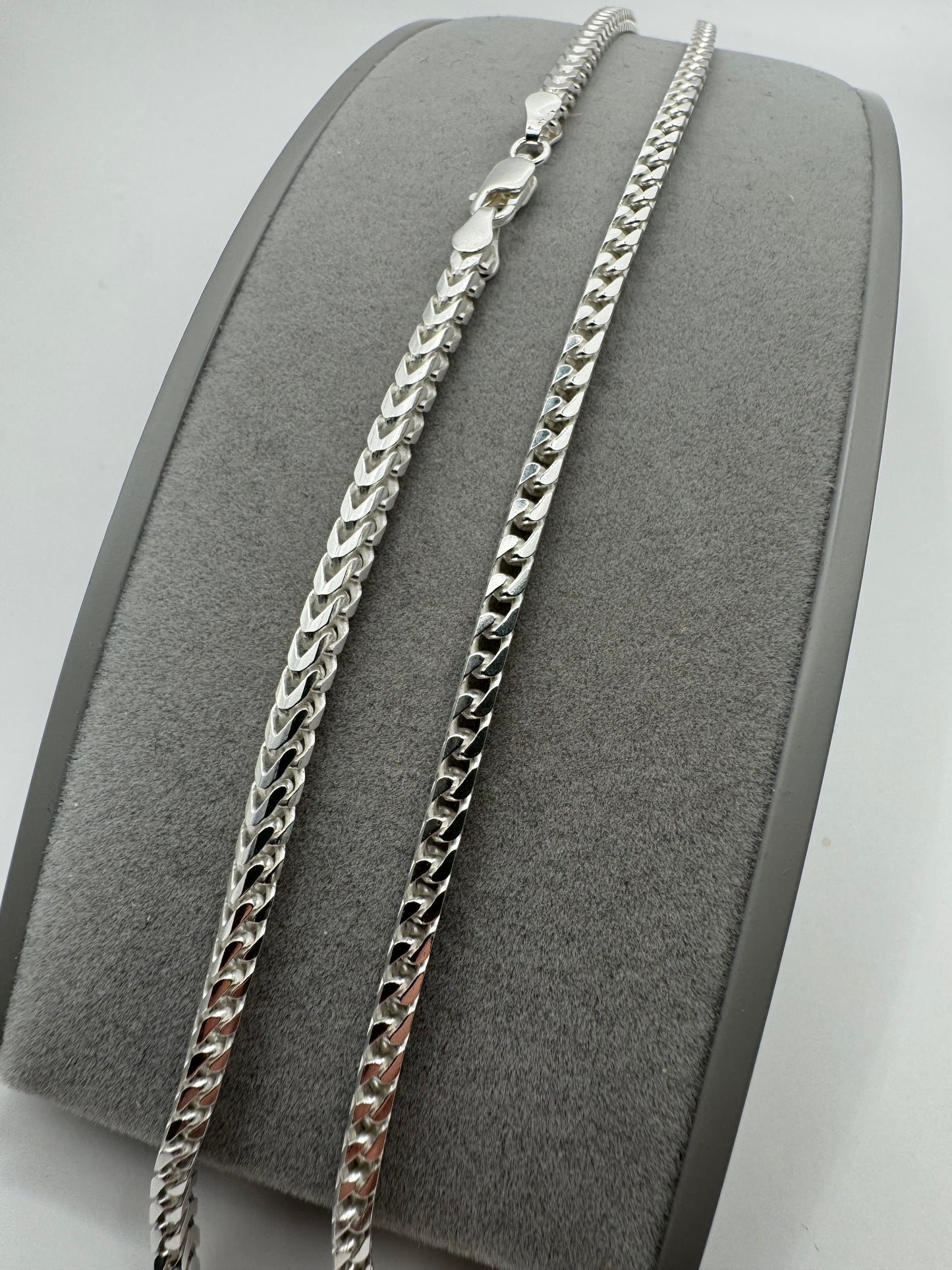 Sterling Silver 3mm Solid Square Cut Franco Chain Various Lengths (022B)