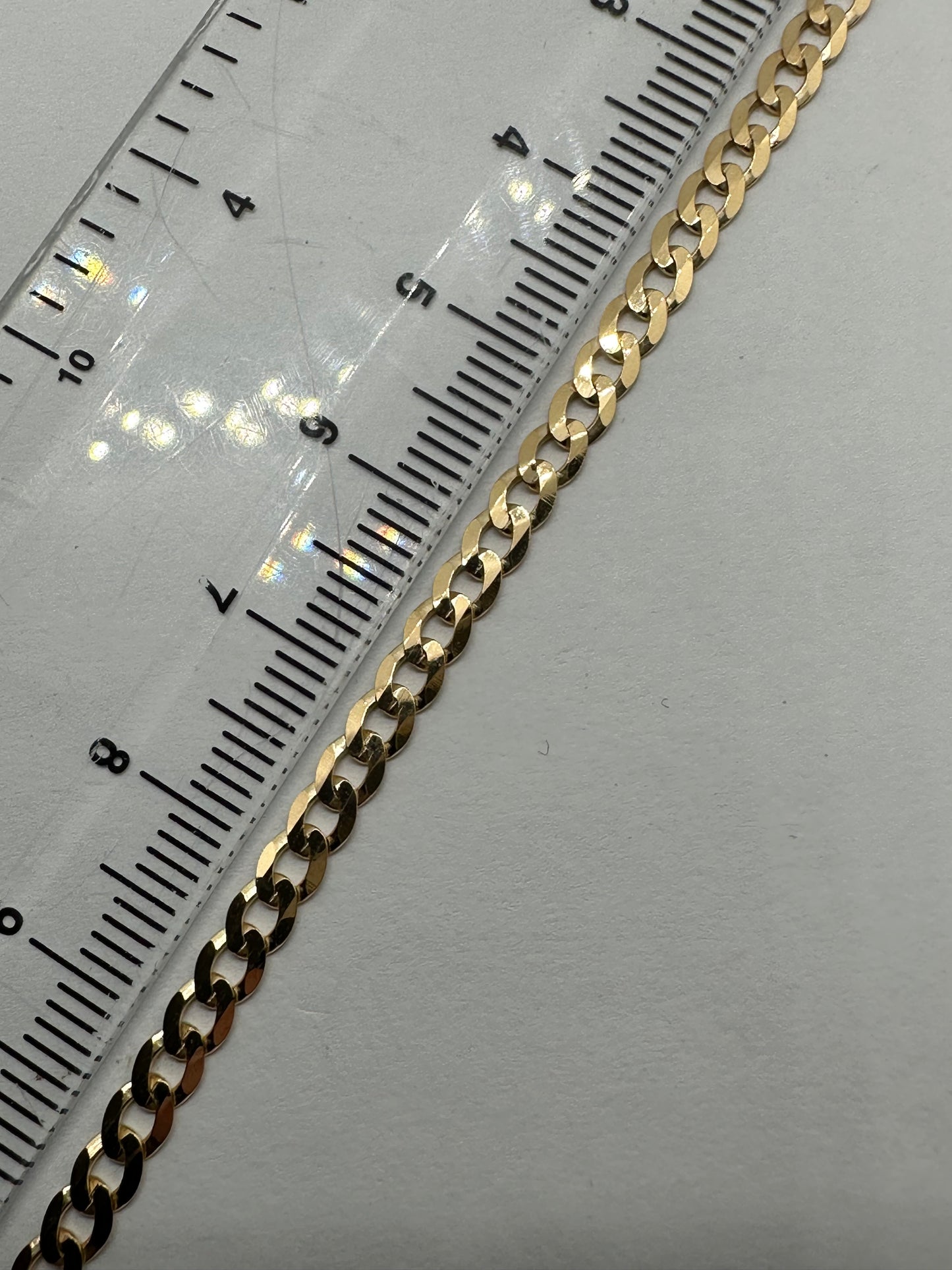 9ct Solid Yellow Gold 3.6mm Curb Flat Link Bracelet 7.5" / 19cm (037a)