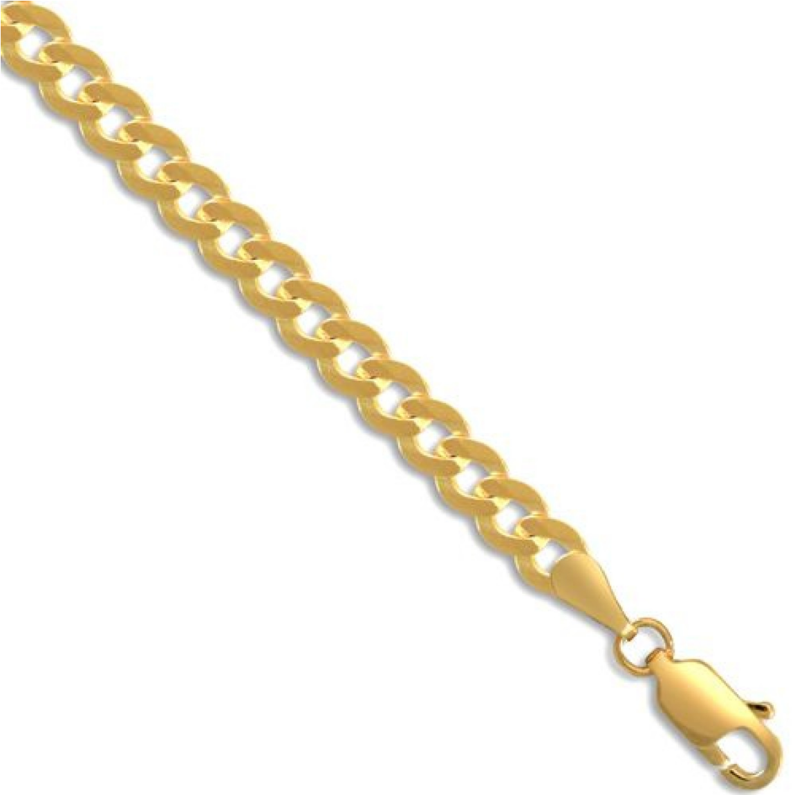 9ct Yellow Gold 4.4mm Curb Flat Link Chain Bracelet (037B)