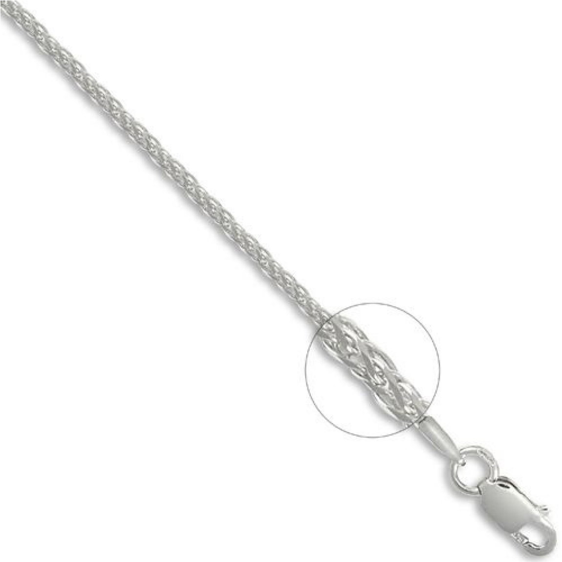 9ct White Gold 1.2mm Diamond Cut Solid Spiga Rope Chain Various Lengths (057A)