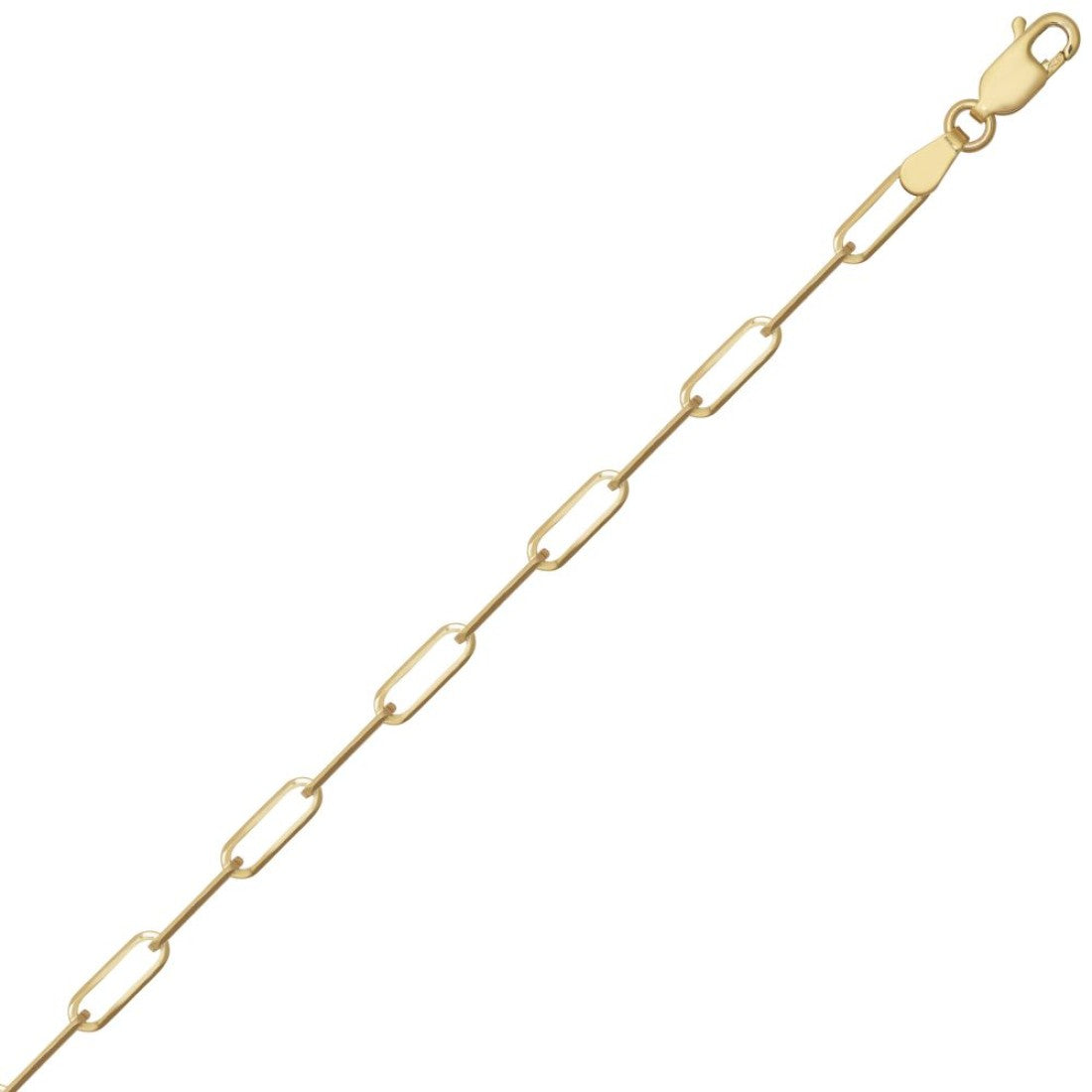 9ct Yellow Gold 3mm Paperclip Link Chain Various Lengths (093A)