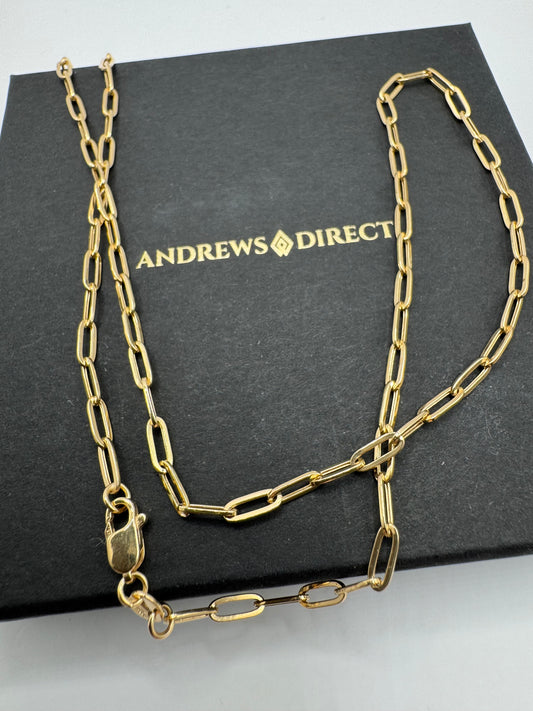 9ct Yellow Gold 2.7mm Paperclip Link Chain Various Lengths (093B)