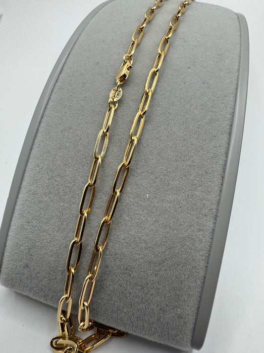 9ct Yellow Gold 3.6mm Paperclip Link Neck Chain (093C)