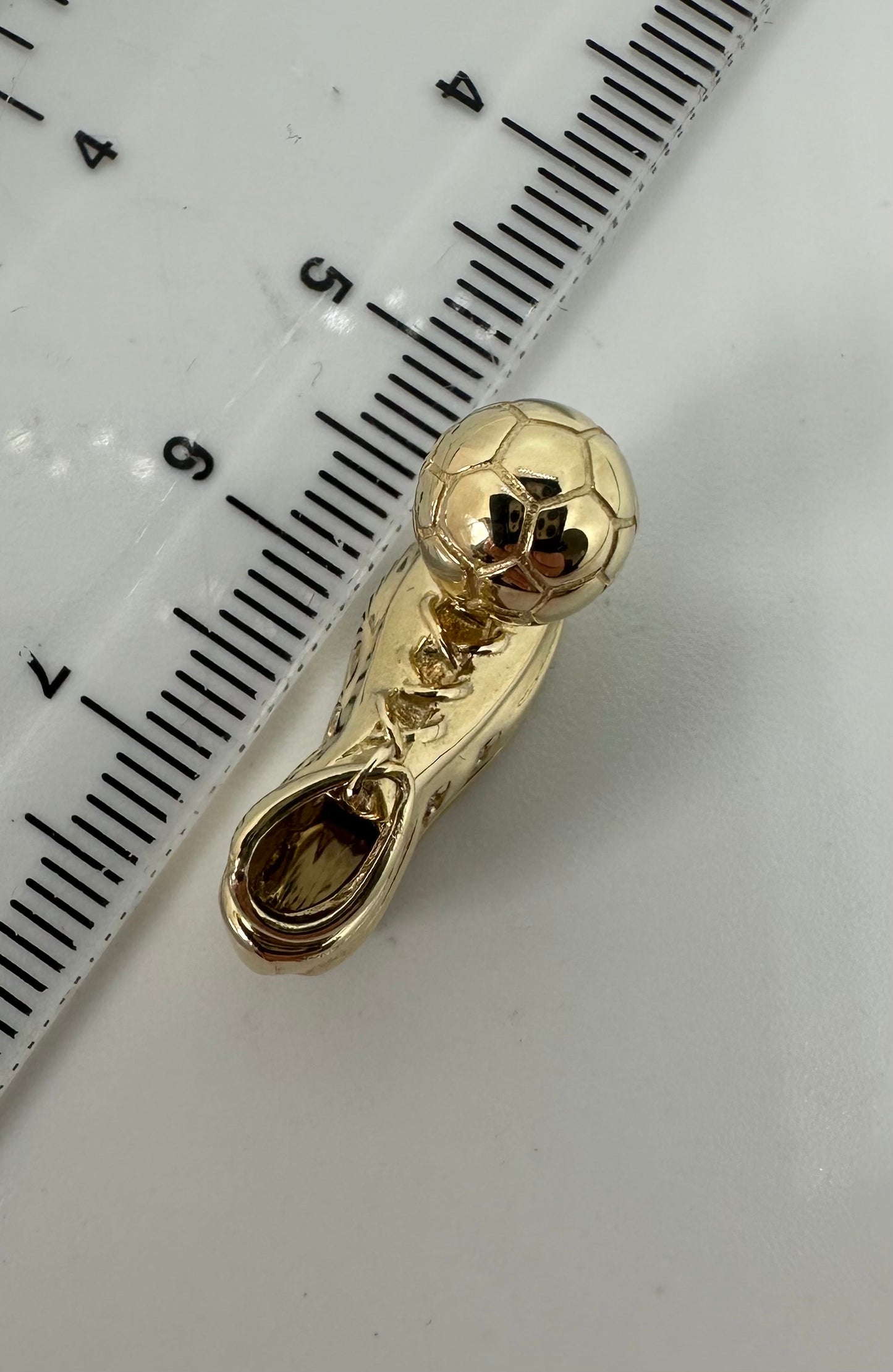 9ct Yellow Gold 23x20mm Zirconia Set Football and Boot Pendant (605)